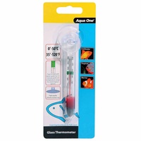 Aqua One Aquarium Glass Thermometer With Suction Cup #10306