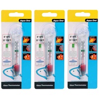 Aqua One Aquarium Glass Thermometer With Suction Cup - 3 Pack #10306 