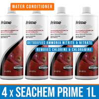 4 x Seachem Prime 1L - 4L of Aquarium Water Conditioner
